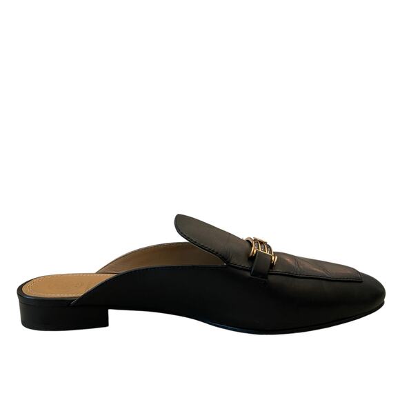 TORY BURCH Black Leather Slip-On Loafer Mules US 8.5 EU 39 - Picture 2 of 16